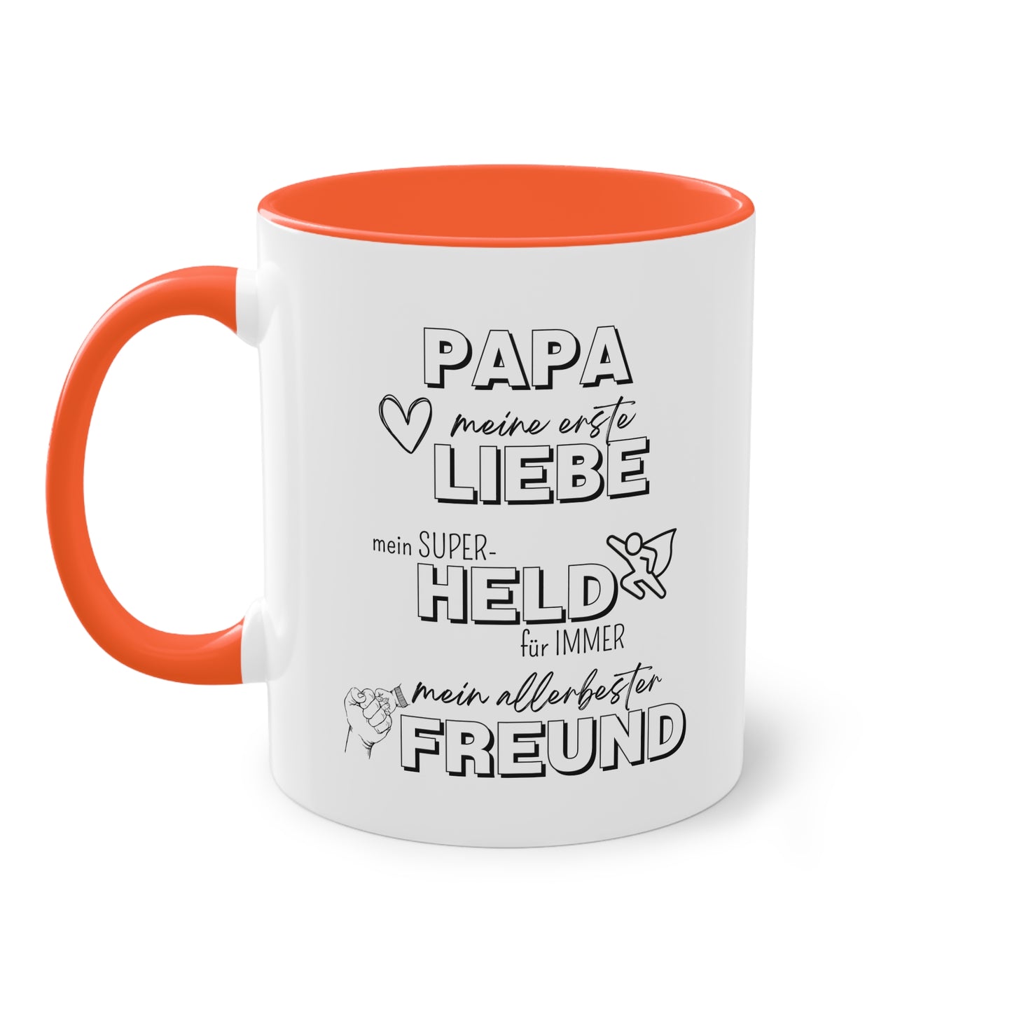 Papa, Liebe, Held, Freund - Zwei-Ton-Tasse