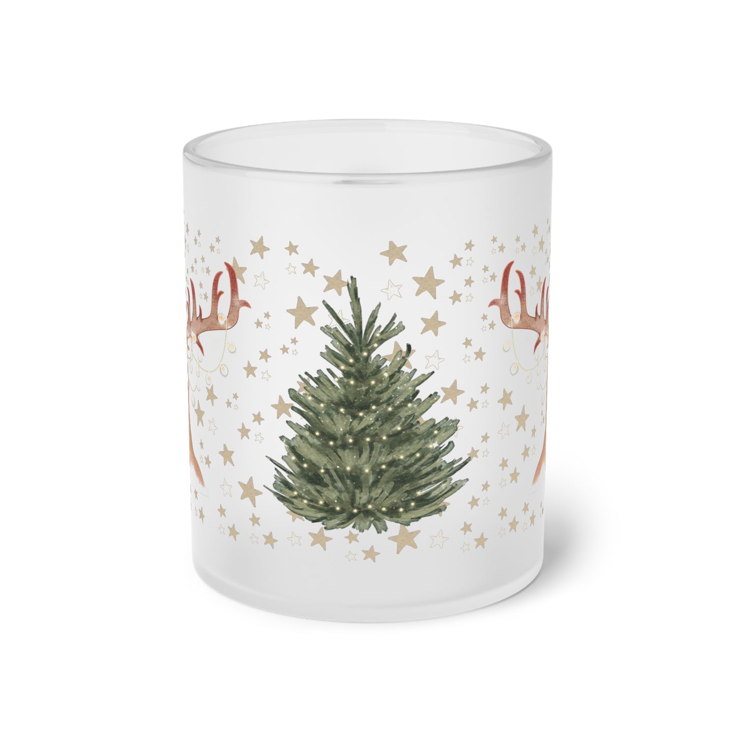 weihnachtliche Rentiere - Milchglas Tasse