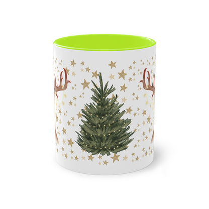 weihnachtliche Rentiere - Zwei-Ton-Kaffeetasse