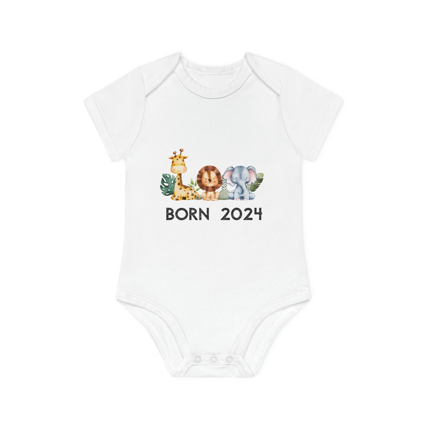 Short-sleeved organic bodysuits - born 2024 (variant animals 2)