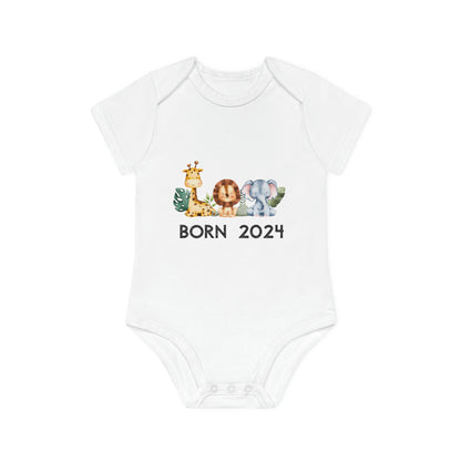 Short-sleeved organic bodysuits - born 2024 (variant animals 2)