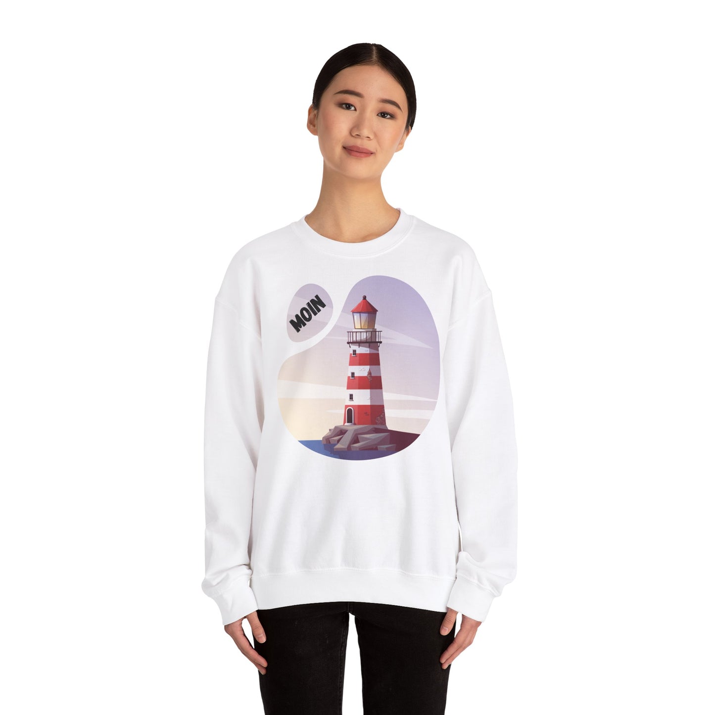 Unisex Sweatshirt -  Moin mit Leuchtturm (bunt)