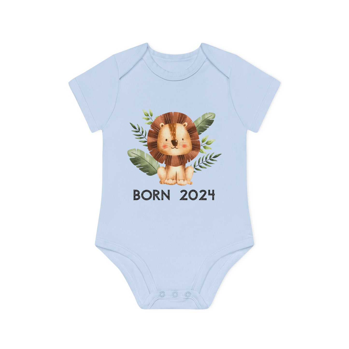 Short-sleeved organic bodysuits - born 2024 (variant lion 3)