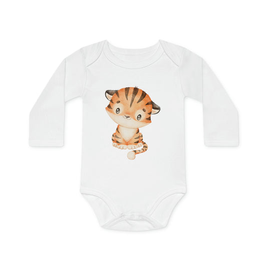 Bio-Langarm-Baby-Strampler - Tiger