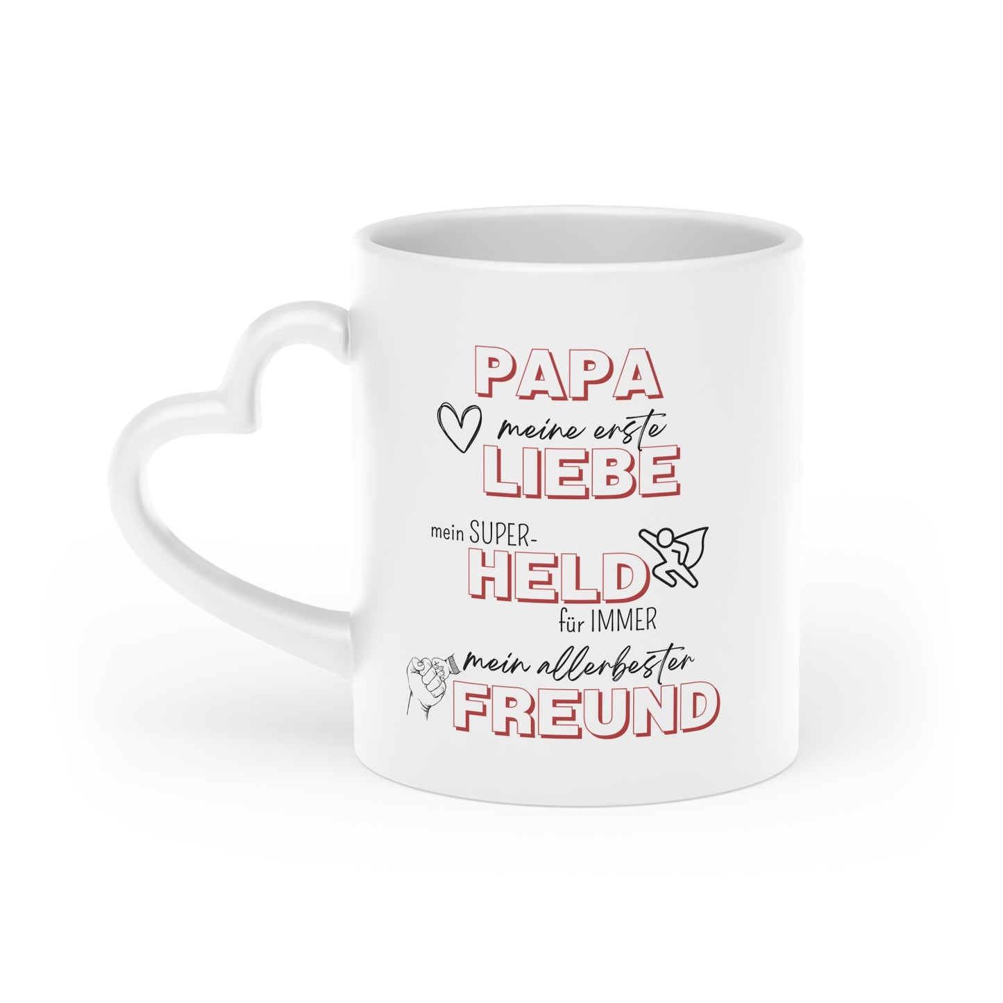 Papa, Liebe, Held, Freund - Herztasse