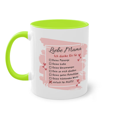 Liebe Mama ich danke dir für - Zwei-Ton-Tasse