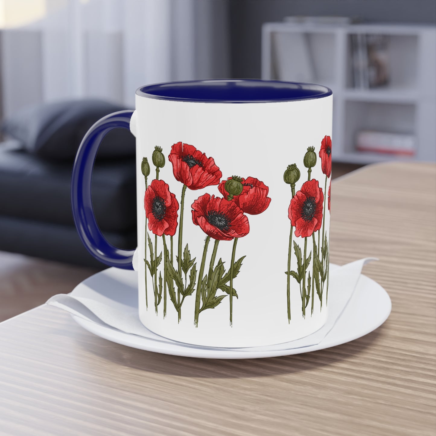 Mohnblumen - Zwei-Ton-Kaffeetasse