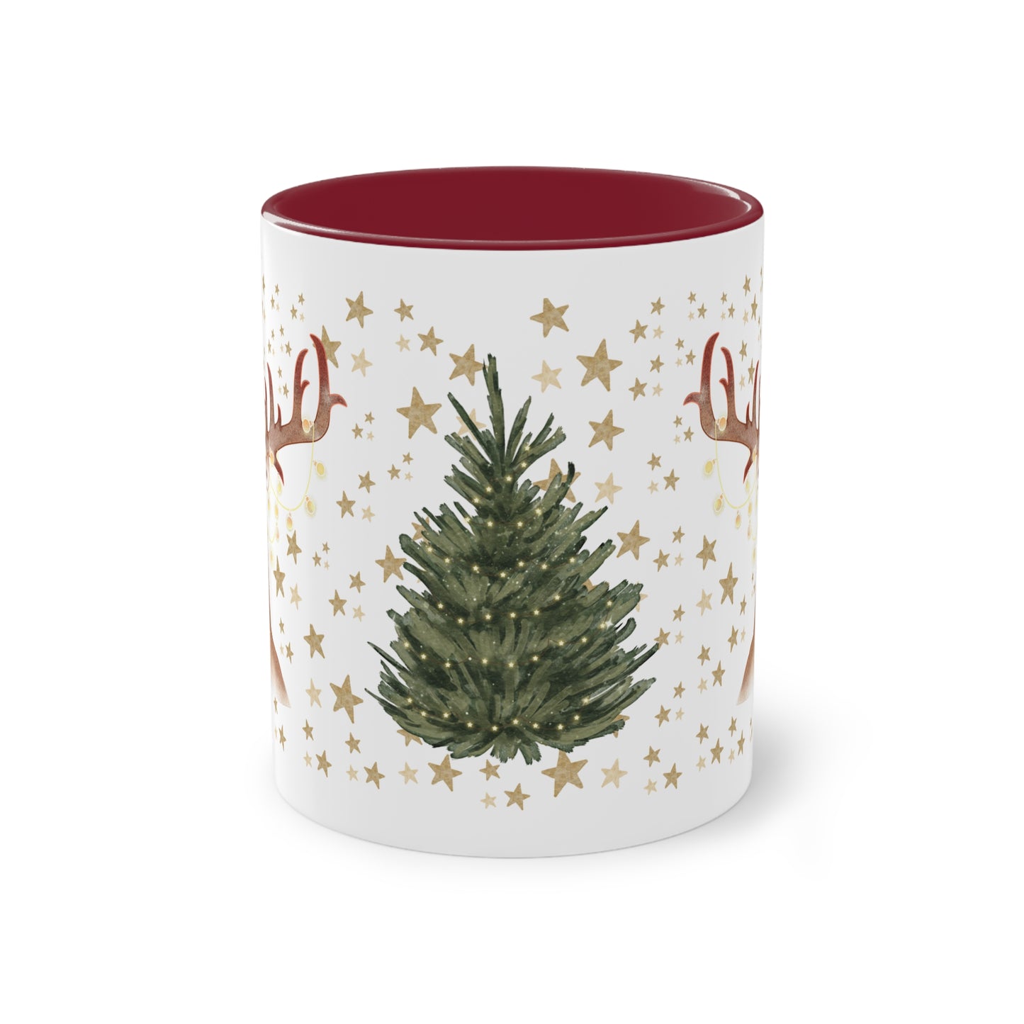 weihnachtliche Rentiere - Zwei-Ton-Kaffeetasse