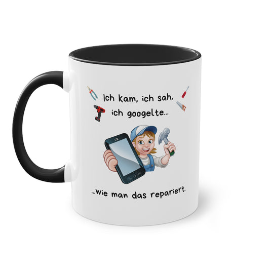 Ich kam, ich sah, ich googelte - Zwei-Ton-Kaffeetasse