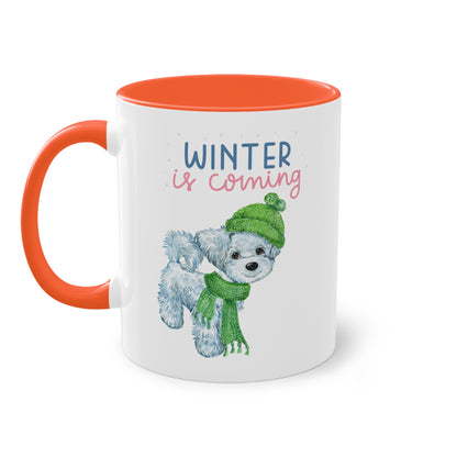 Winter is coming kleiner Hund - Zwei-Ton-Kaffeetasse