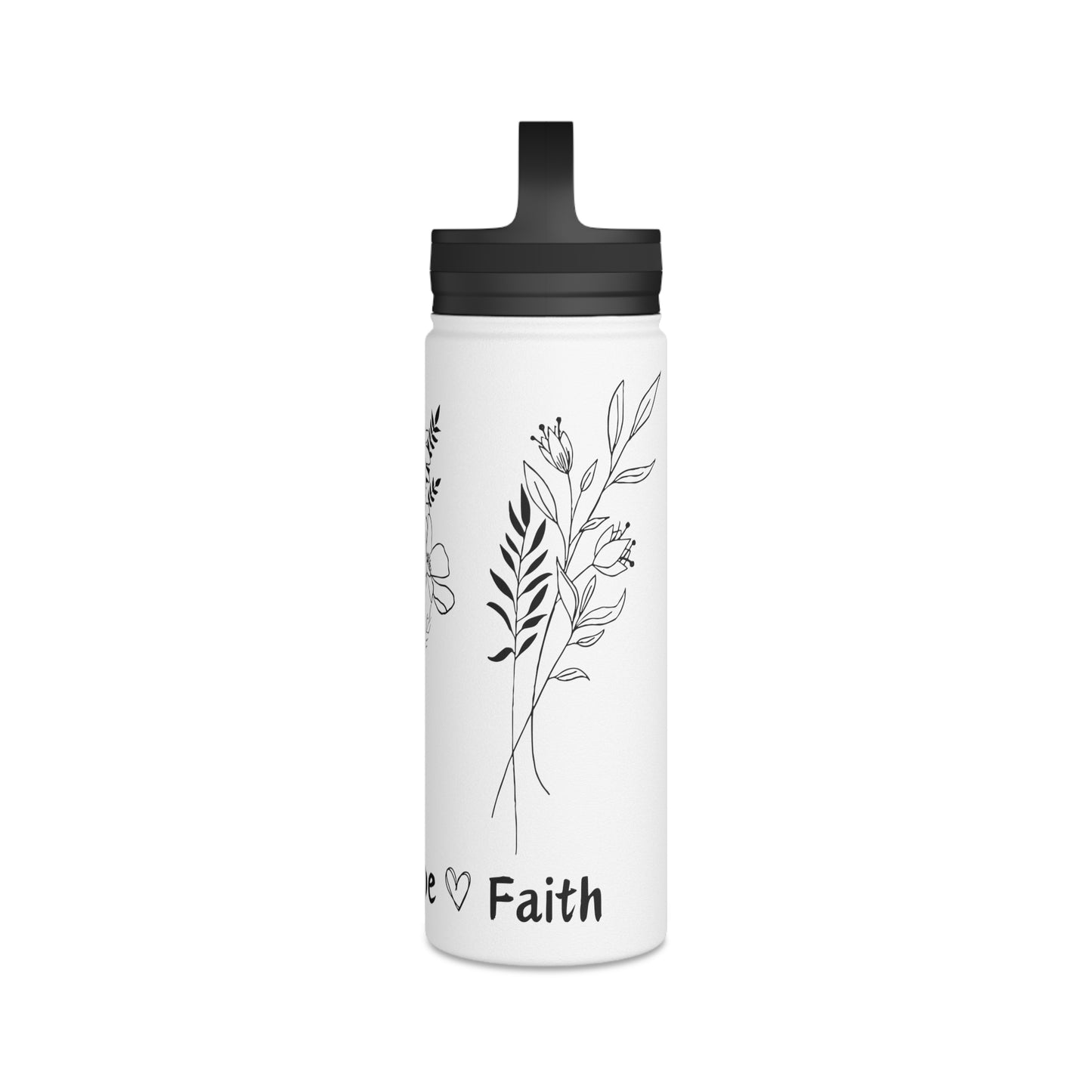 Love, Hope, Faith - Edelstahl-Wasserflasche