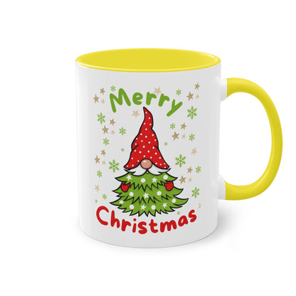 Merry Christmas Wichtel mit Tannenbaum - Zwei-Ton-Kaffeetasse