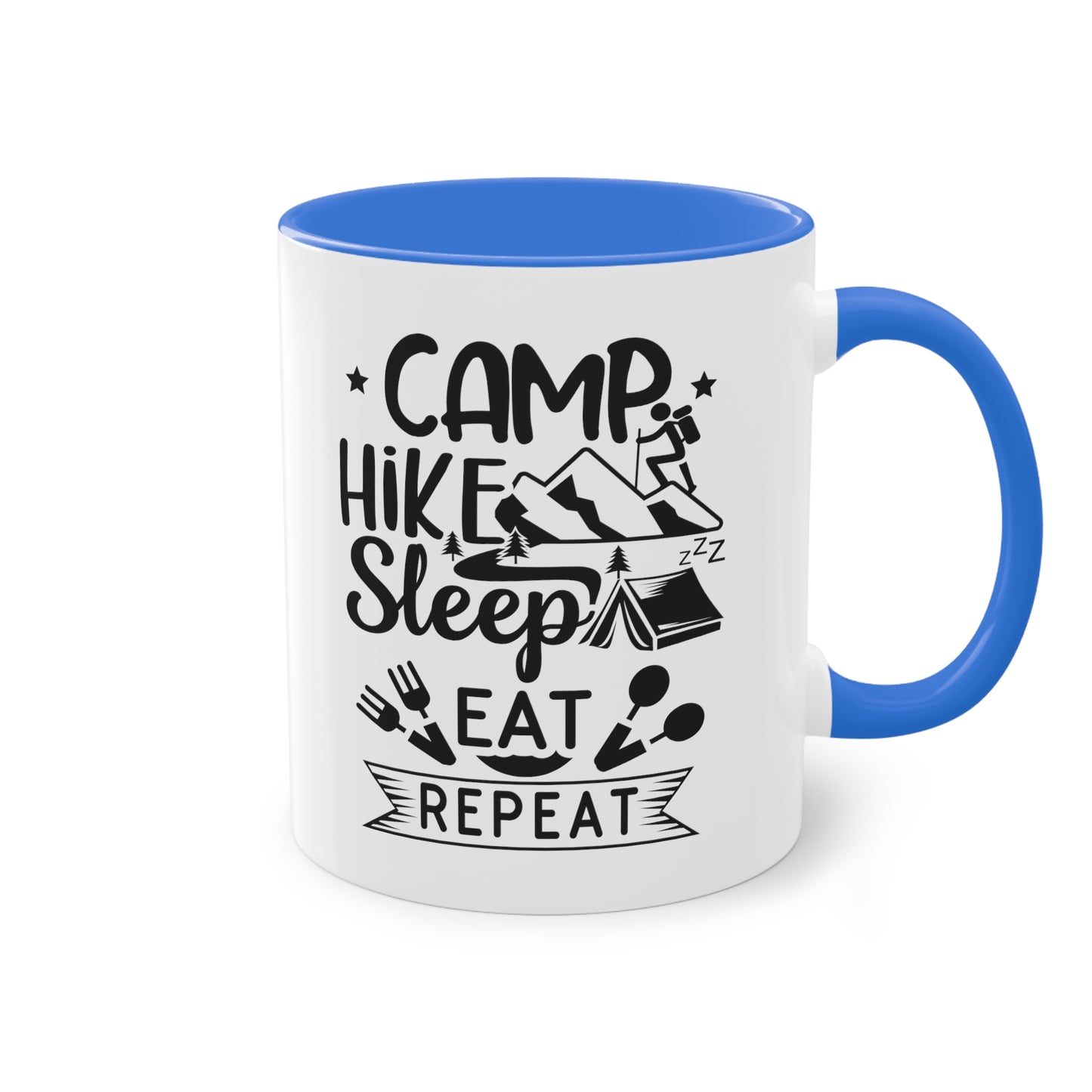 Camp, Hike, Sleep, Eat, Repeat - Zwei-Ton-Kaffeetasse