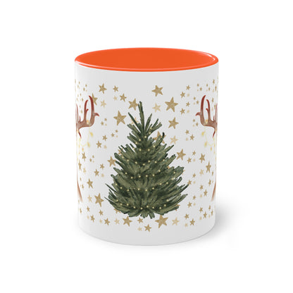 weihnachtliche Rentiere - Zwei-Ton-Kaffeetasse