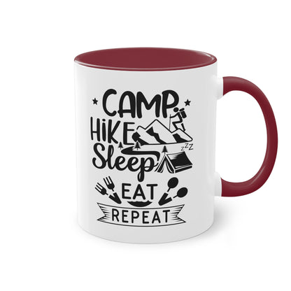 Camp, Hike, Sleep, Eat, Repeat - Zwei-Ton-Kaffeetasse