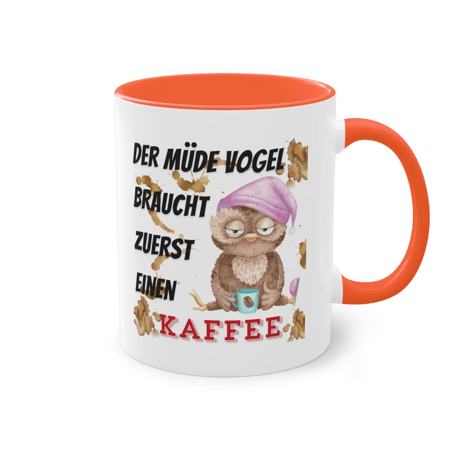 Der müde Vogel braucht zuerst einen Kaffee - Zwei-Ton-Kaffeetasse