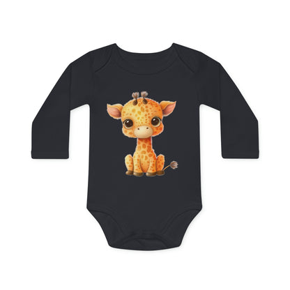 Bio-Langarm-Baby-Strampler - Giraffe