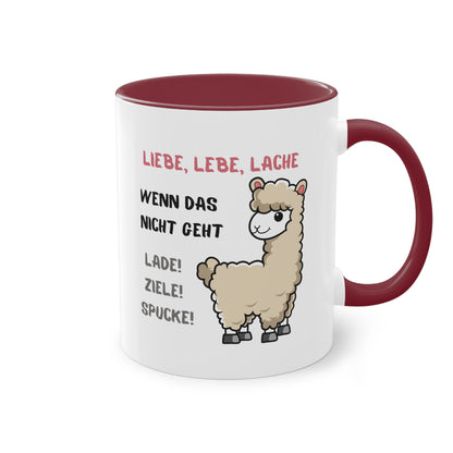 Lebe, liebe Lache. Wenn das nicht hilft... - Zwei-Ton-Kaffeetasse