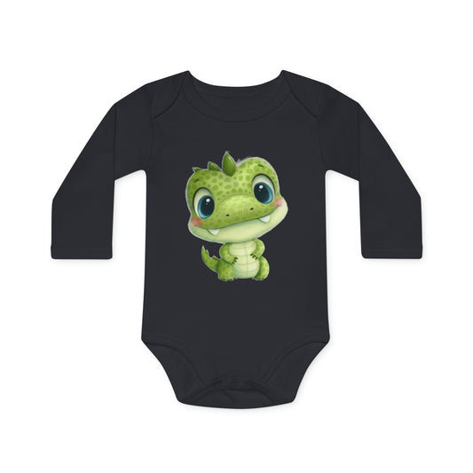 Bio-Langarm-Baby-Strampler - Dino