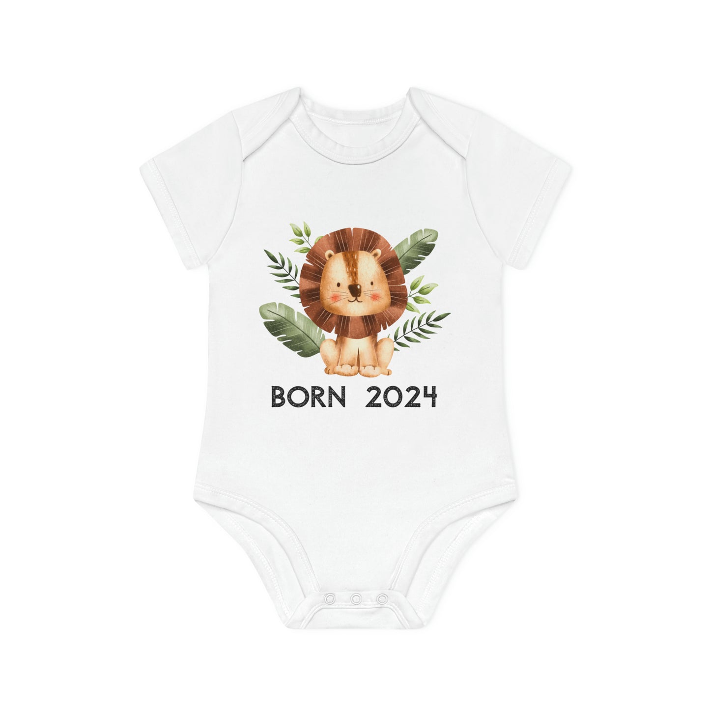 Short-sleeved organic bodysuits - born 2024 (variant lion 3)