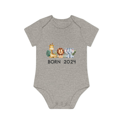 Short-sleeved organic bodysuits - born 2024 (variant animals 2)