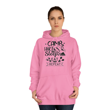 Unisex Hoodie - Camp, Hike, Sleep, Eat, Repeat (Zelten, wandern, schlafen, essen wiederholen)