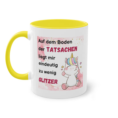 Auf dem Boden der Tatsachen liegt mir eindeutig zu wenig Glitzer - Zwei-Ton-Kaffeetasse