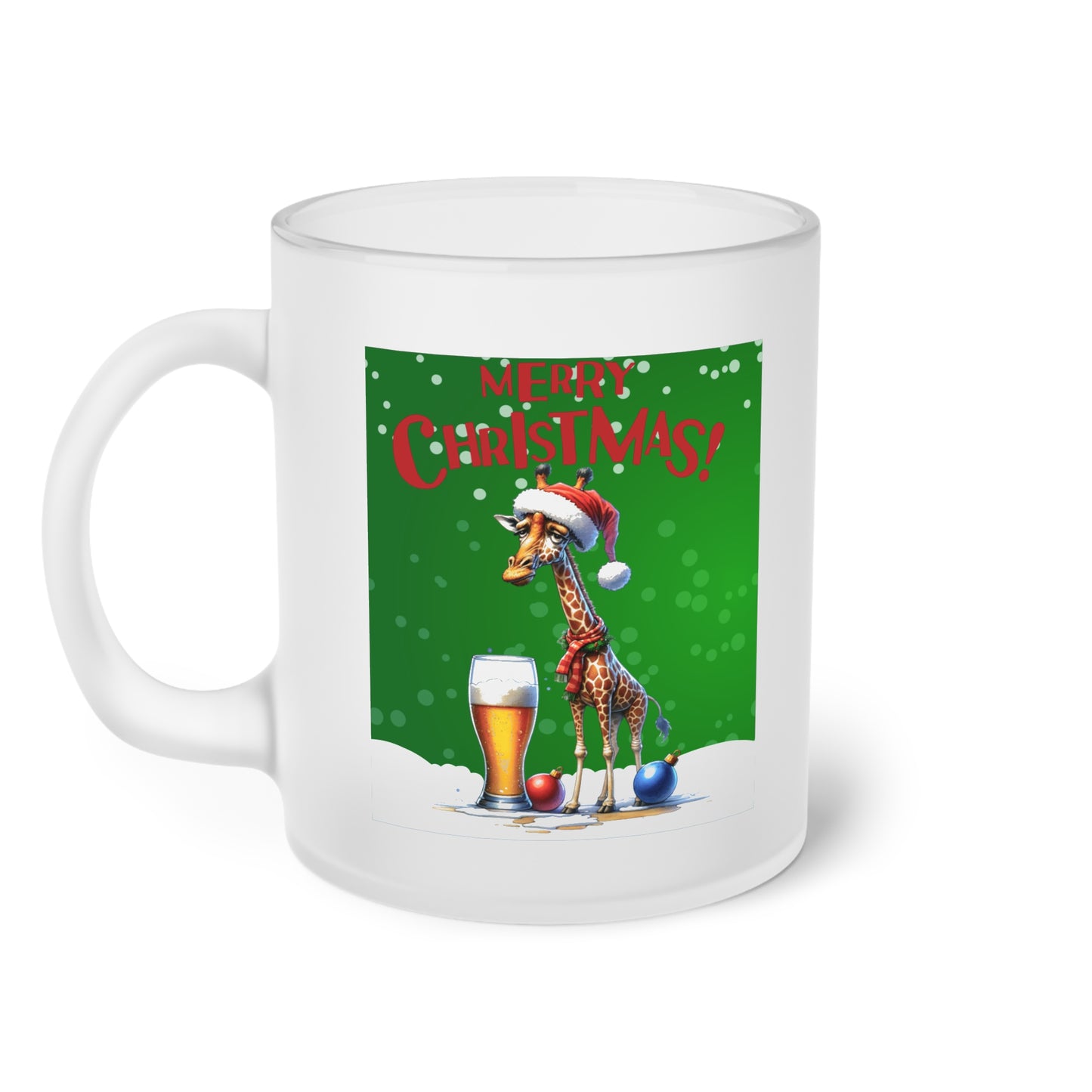 Merry Christmas Giraffe  - Milchglas Tasse