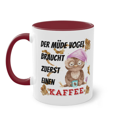 Der müde Vogel braucht zuerst einen Kaffee - Zwei-Ton-Kaffeetasse