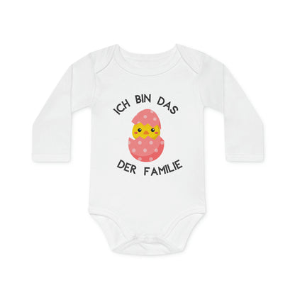 Organic long sleeve baby romper - I am the chick of the family (variant 1)