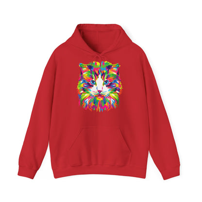 Unisex Hoodie - kunstvolle Katze, bunte Katze