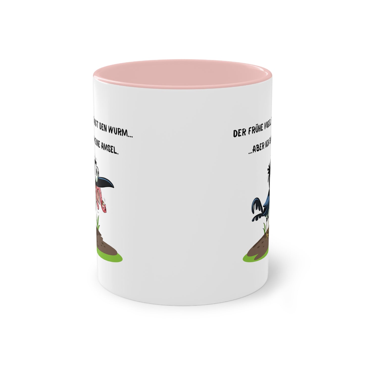 Der frühe Vogel fängt den Wurm, aber ich bin keine Amsel - Zwei-Ton-Kaffeetasse