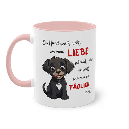 Ein Hund weiß nicht, wie man Liebe schreibt aber - Zwei-Ton-Kaffeetasse