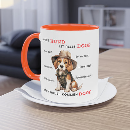 Ohne Hund ist alles doof - Zwei-Ton-Kaffeetasse