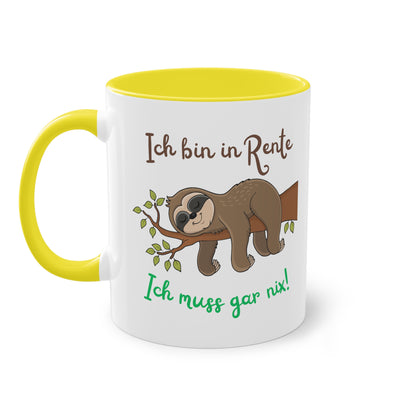 Ich bin in Rente, ich muss gar nix - Zwei-Ton-Kaffeetasse