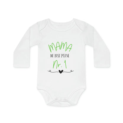 Organic long sleeve baby romper - Mommy is my number 1 (Variant 1)