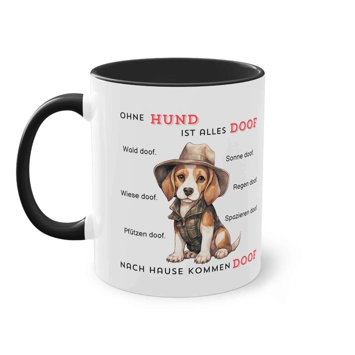 Ohne Hund ist alles doof - Zwei-Ton-Kaffeetasse