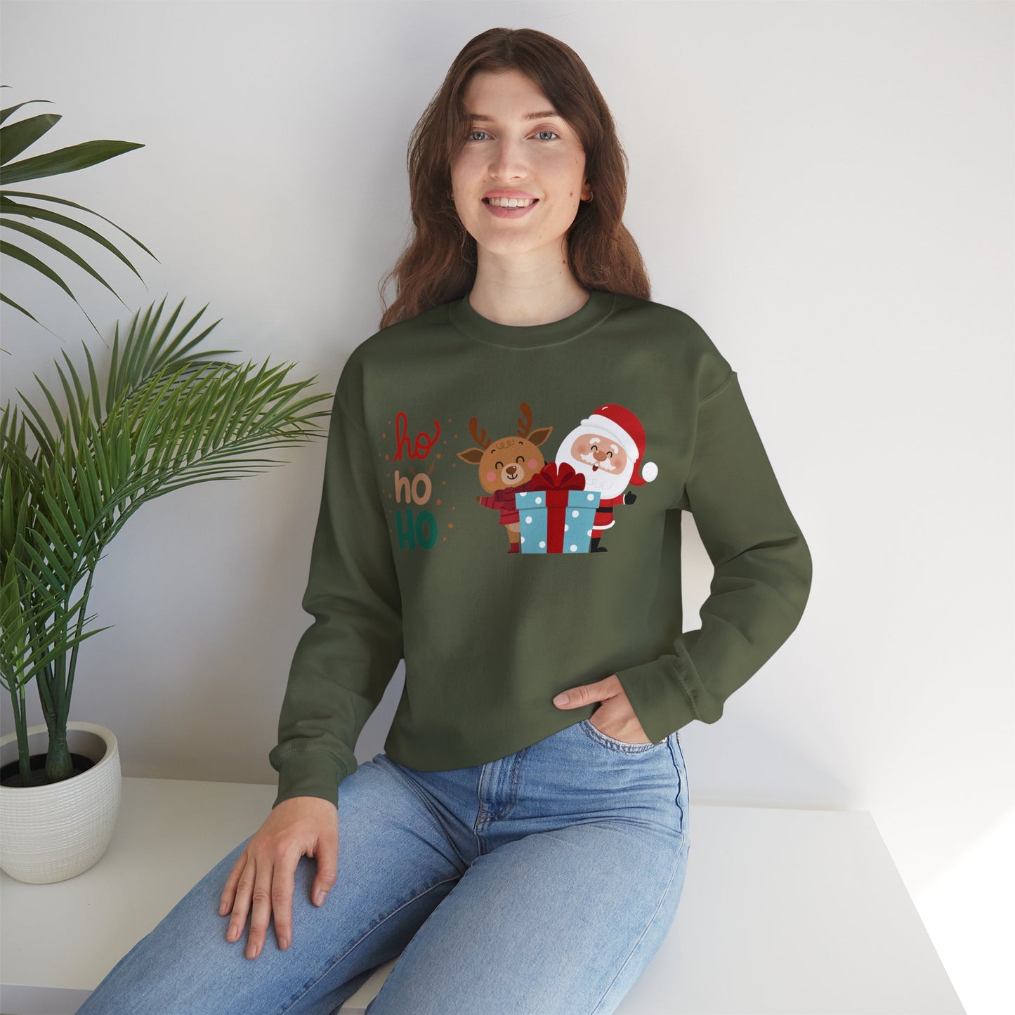 Ho ho ho Rentier und Santa  - Unisex Sweatshirt