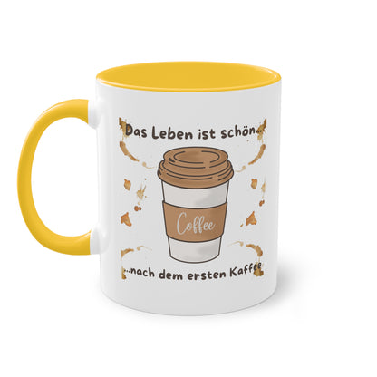 Das Leben ist schön, nach dem ersten Kaffee - Zwei-Ton-Kaffeetasse