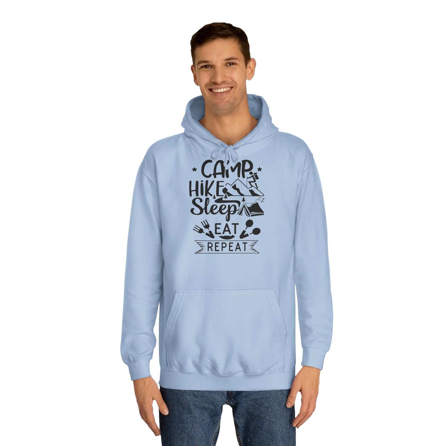 Unisex Hoodie - Camp, Hike, Sleep, Eat, Repeat (Zelten, wandern, schlafen, essen wiederholen)