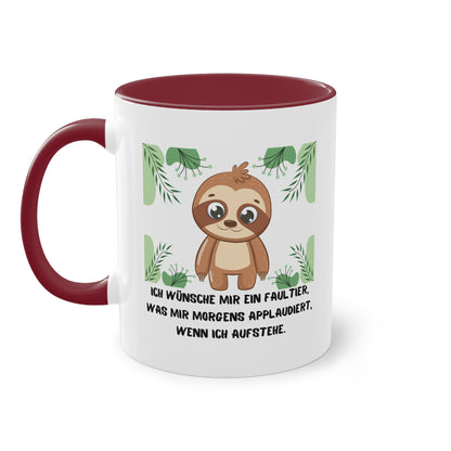 Ich wünsche mir ein Faultier, was mir morgens applaudiert, wenn ich aufstehe - Zwei-Ton-Tasse