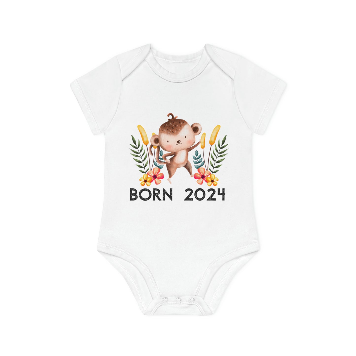 Kurzarm-Bio-Bodysuits - born 2024 (Variante Affe 2)