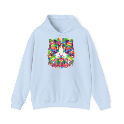 Unisex Hoodie - kunstvolle Katze, bunte Katze