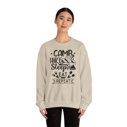 Unisex Sweatshirt - Camp, Hike, Sleep, Eat, Repeat (Zelte, wandere, schlafe, esse, wiederhole)