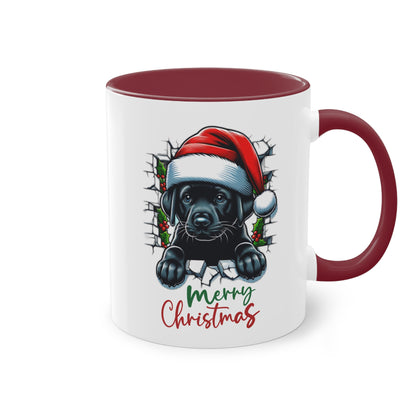 Merry Christmas Welpe - Zwei-Ton-Kaffeetasse