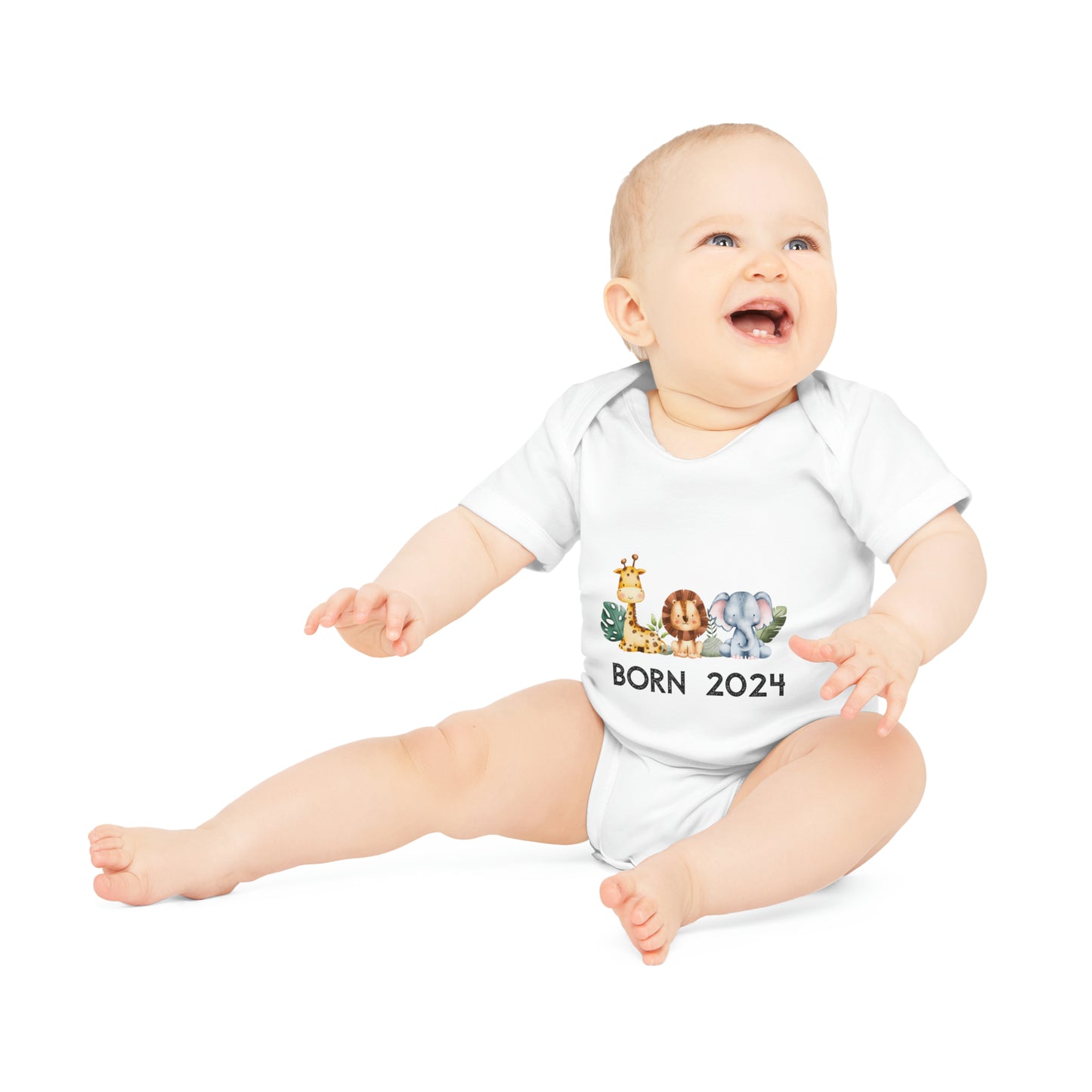 Short-sleeved organic bodysuits - born 2024 (variant animals 2)