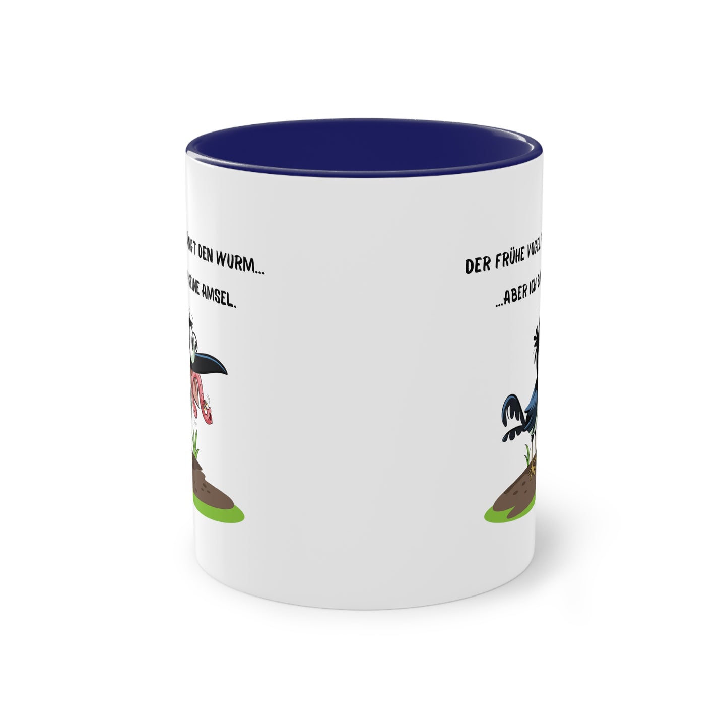 Der frühe Vogel fängt den Wurm, aber ich bin keine Amsel - Zwei-Ton-Kaffeetasse