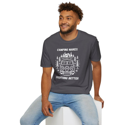 Camping makes everything better - Unisex Softstyle T-Shirt