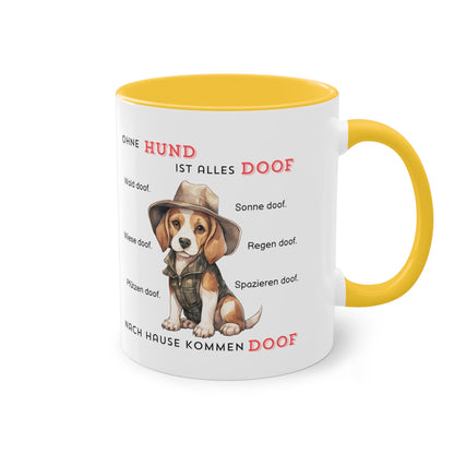 Ohne Hund ist alles doof - Zwei-Ton-Kaffeetasse