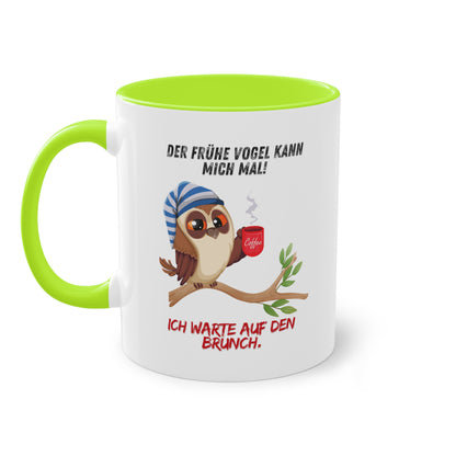 Der frühe Vogel kann mich mal, ich warte auf den Brunch - Zwei-Ton-Kaffeetasse